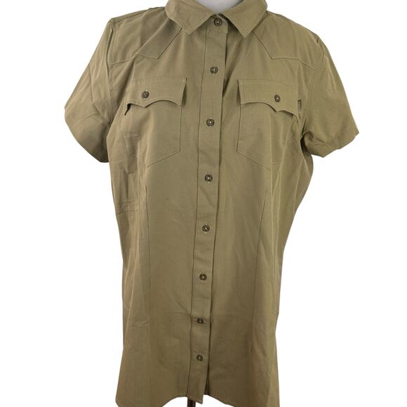 King Ranch Olive Green Button Up Short Sleeve Western Shirt NWOT Size Large - Picture 1 of 6